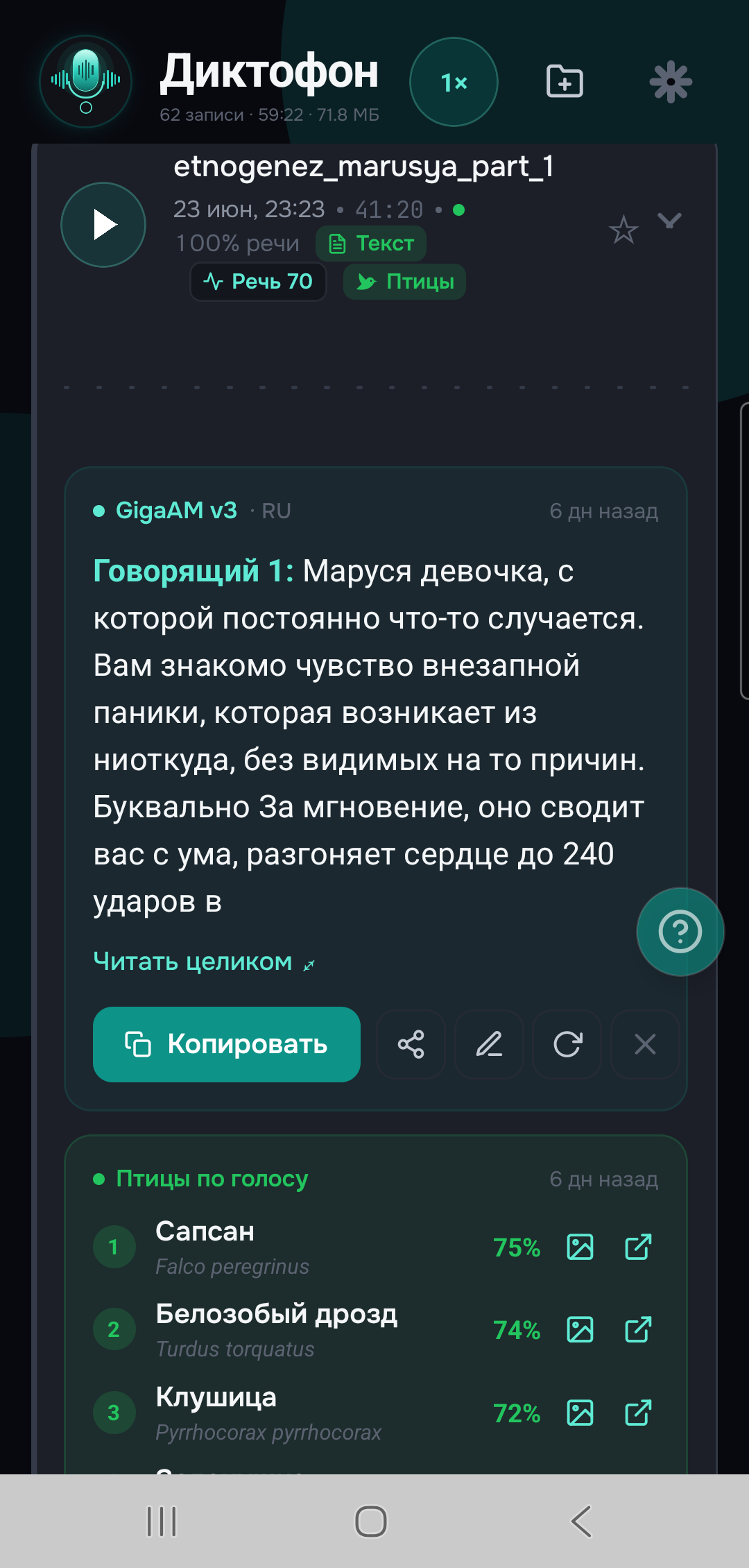 Расшифровка речи